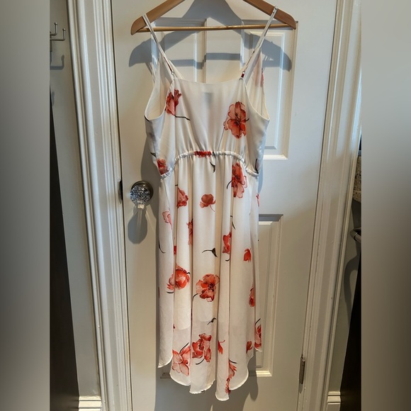 Haute Hippie Lace Up Front White Floral Midi Slip Dress - Size L - Picture 3 of 7